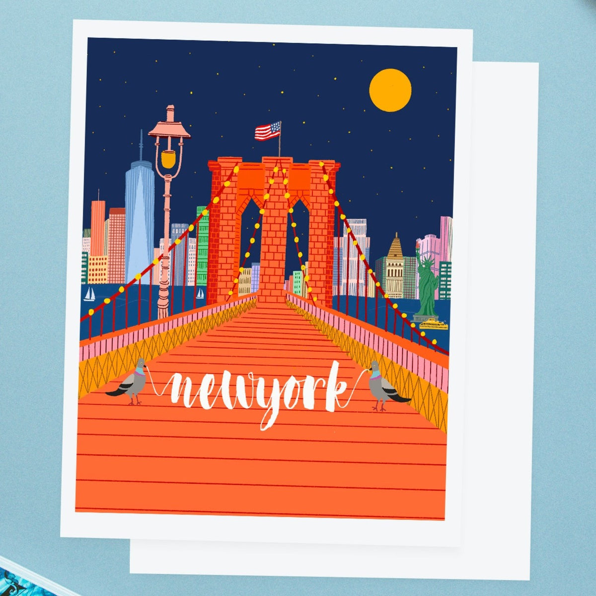 Brooklyn Bridge Art print/ Brooklyn Bridge/NYC art print/New York illu ...