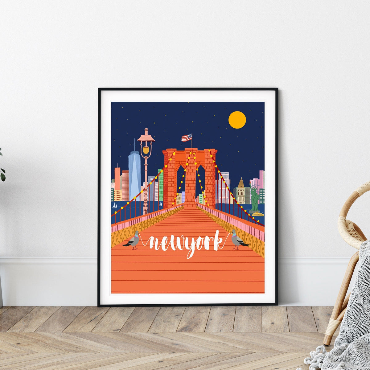 Brooklyn Bridge Art print/ Brooklyn Bridge/NYC art print/New York illu ...